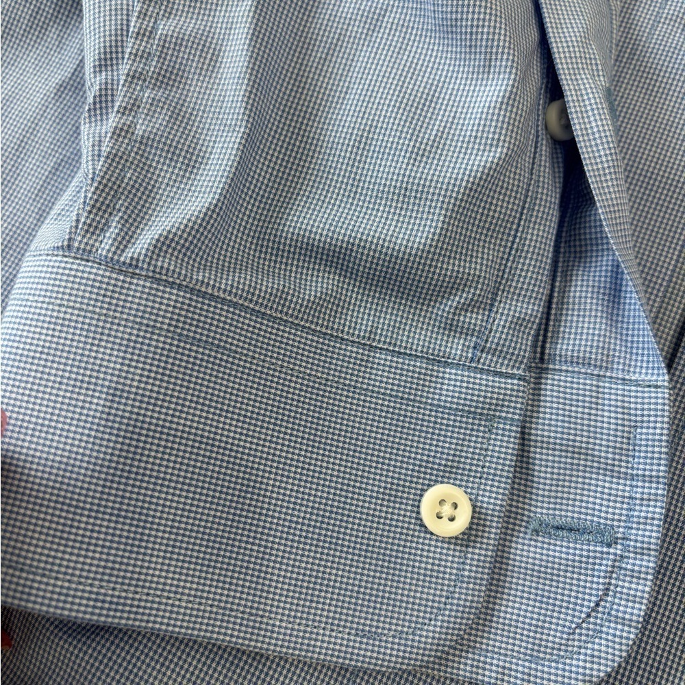 Blue Checkered Men's Dress Shirt - Picture 3 of 7